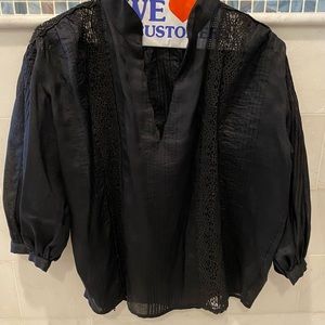 FRAME Black 3/4 Sleeve Top